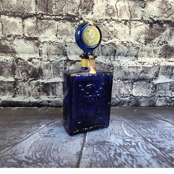 American Legion 50th Anniversary J.W Dant Whiskey Bottle/ Decanter Cobalt Blue - Picture 3 of 5